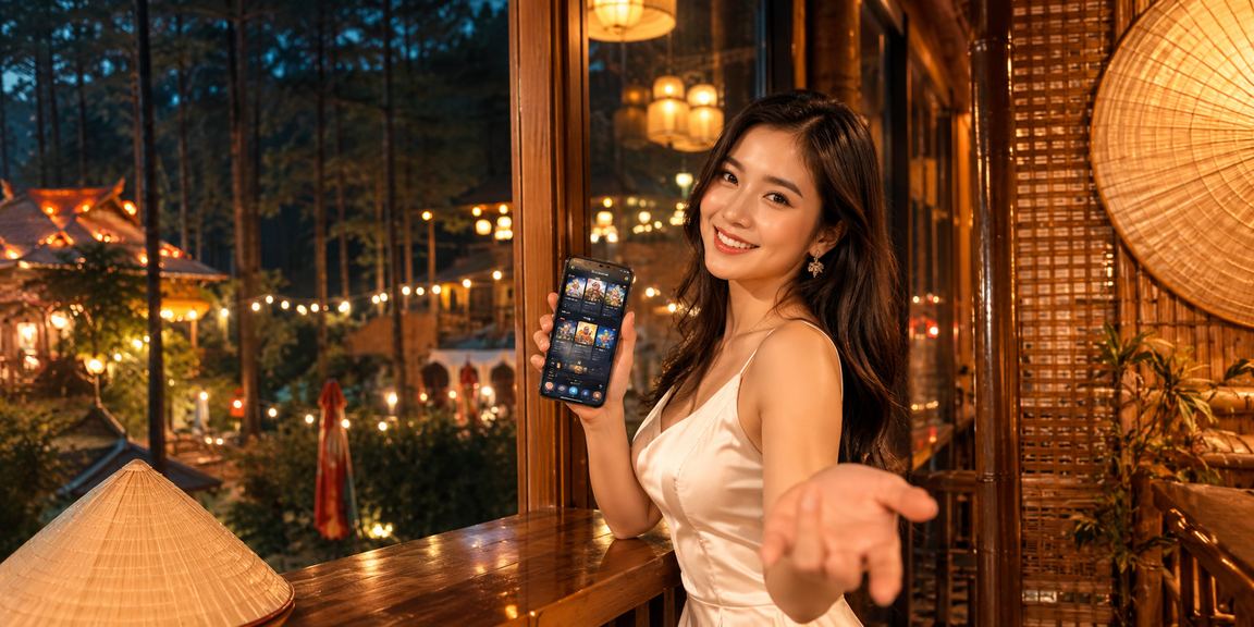 Không gian casino và cá cược tại Đà Lạt với hình ảnh nón lá truyền thống Việt Nam