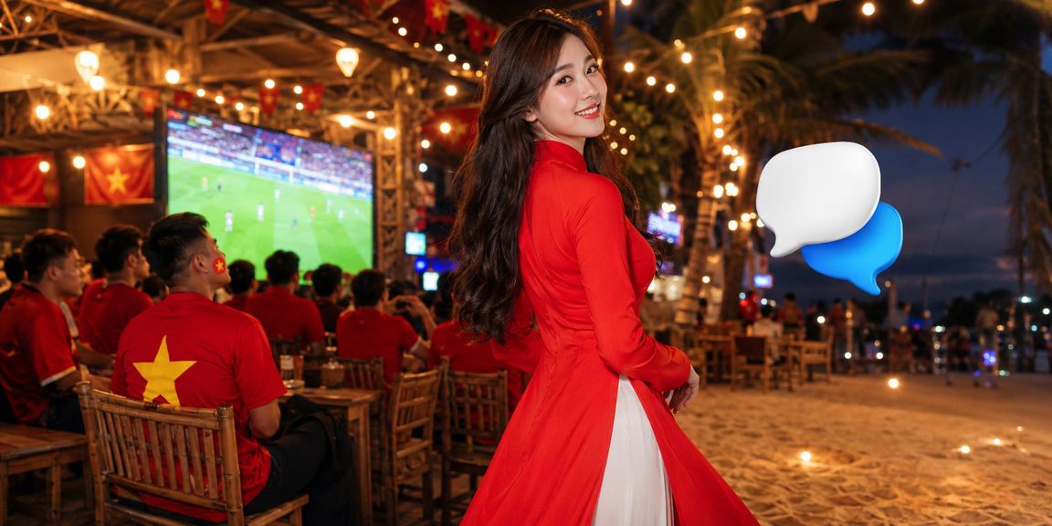 Người dùng Hà Nội tham gia xổ số và cá cược trực tuyến trong trang phục áo dài truyền thống