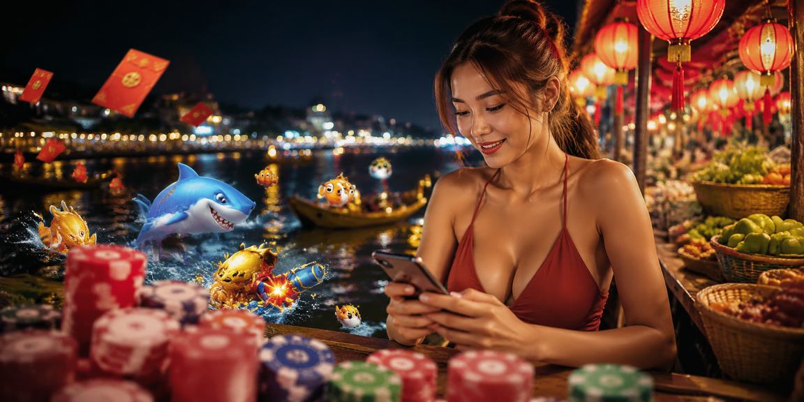 Người dùng vùng Mekong chơi Bắn Cá trực tuyến tại chợ đêm về khuya